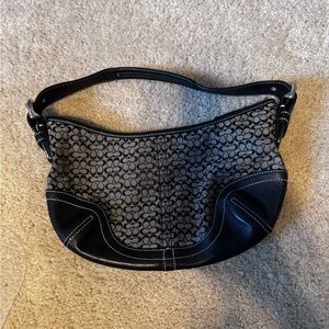 Coach Black and Gray Patterned Shoulder Bag